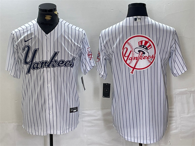 Men's New York Yankees White Team Big Logo Cool Base Stitched Baseball Jersey Men's New York Yankees White Team Big Logo Cool Base Stitched Baseball Jersey